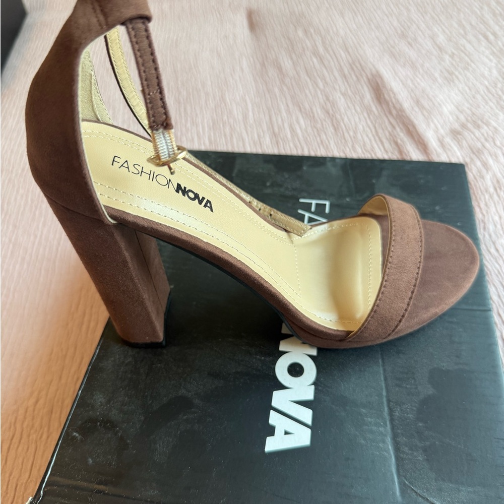 Fashion Nova Brown Block Heel Sandals